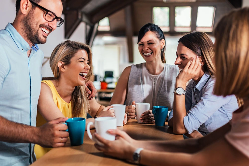 people taking a coffee and having a break