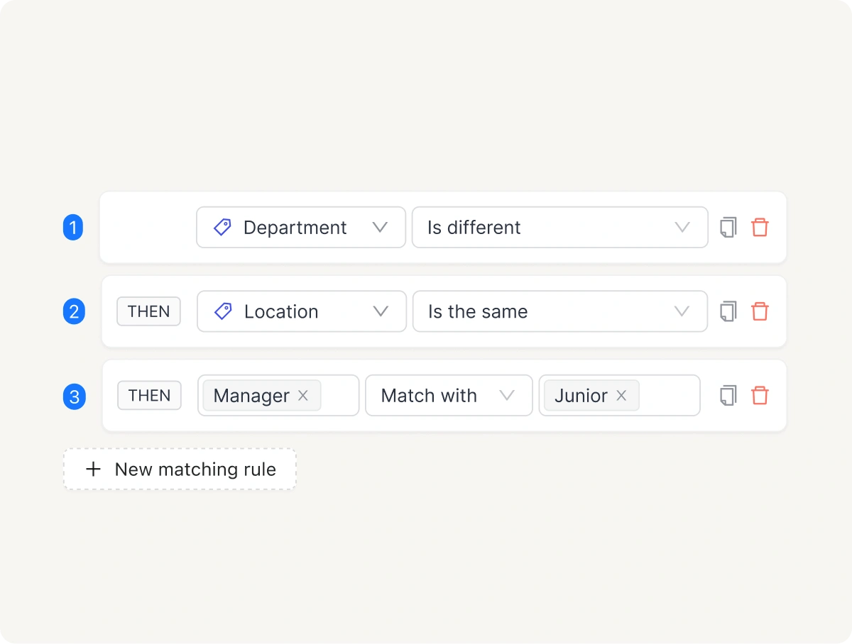 Connect members with profile-based matching rules
