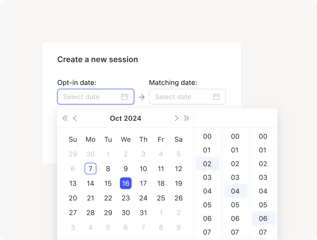 Créez des sessions de matching illimitées en fonction de vos besoins